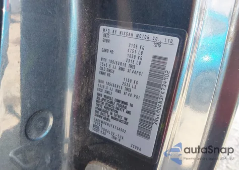 2015 Nissan Nv200 S from USA, damaged, VIN 3N6CM0KN3FK734902